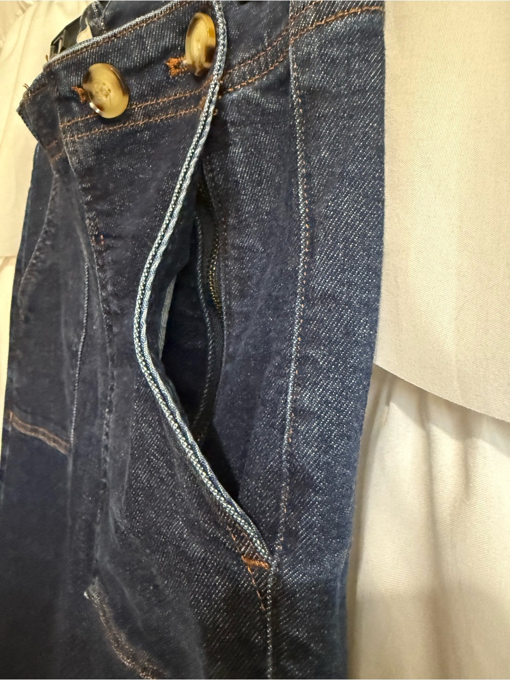 The Kit Cropped High-Rise Wide-Leg Utility Trousers by Pilcro- Dark Blue - Picture 4 of 11